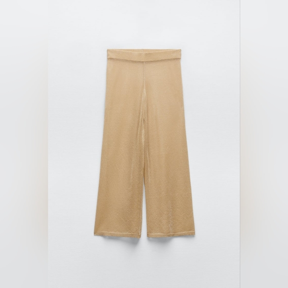 🚚MOVING SALE‼️Semi-sheer METALLIC THREAD STRAIGHT LEG KNIT PANTS By Zara - Picture 4 of 4